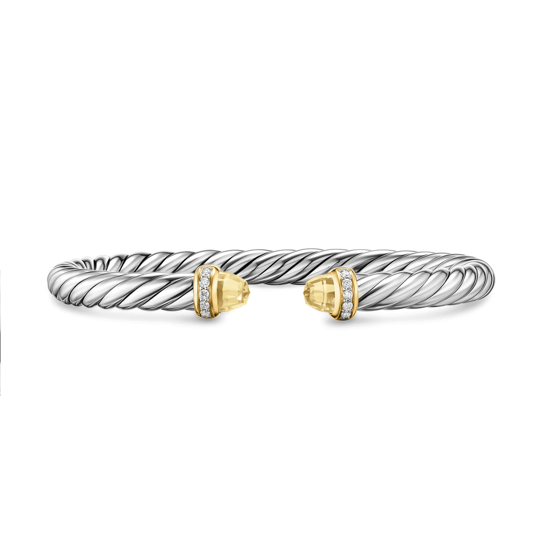 David Yurman Sterling Silver with Citrine and Diamonds, 6mm Cable Flex® Bracelet