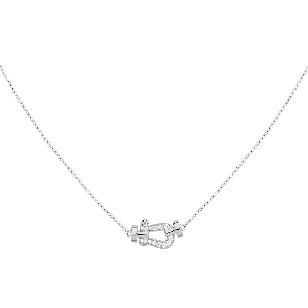 FRED Force 10 18k White Gold and Diamond Small Model Chain Necklace