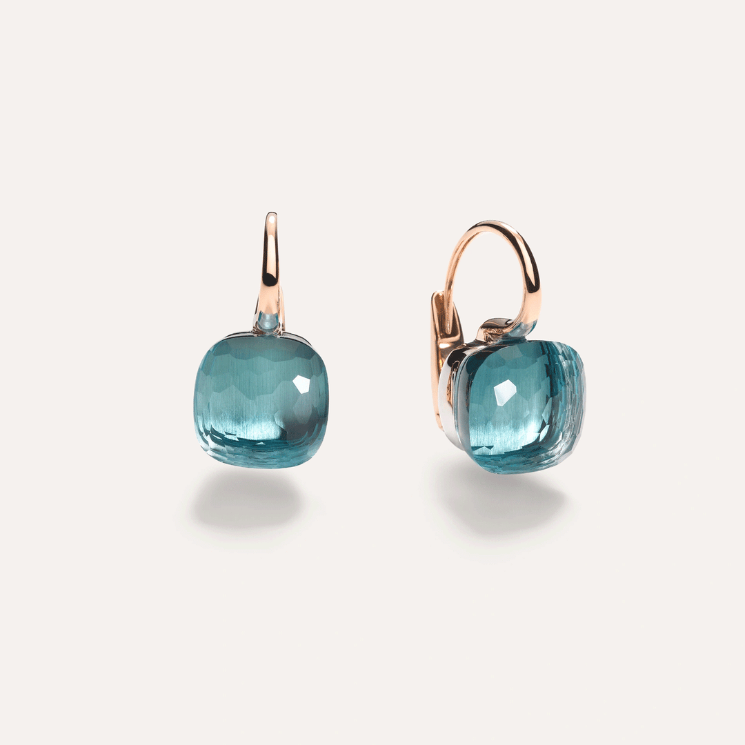 Pomellato Nudo 18k Rose White Gold Blue Topaz Earrings