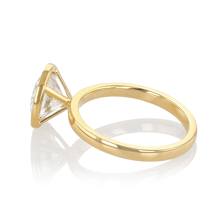 18k Yellow Gold and Round 2.21 Total Weight Bezel Engagement Ring