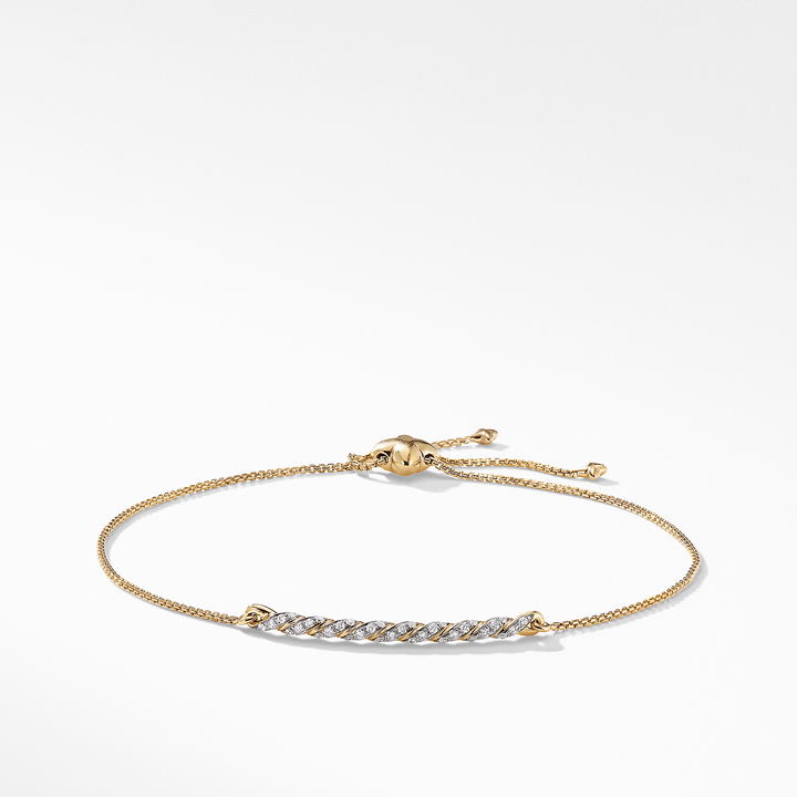 David Yurman Pavéflex Station Bracelet with Diamonds in 18k Yellow Gold