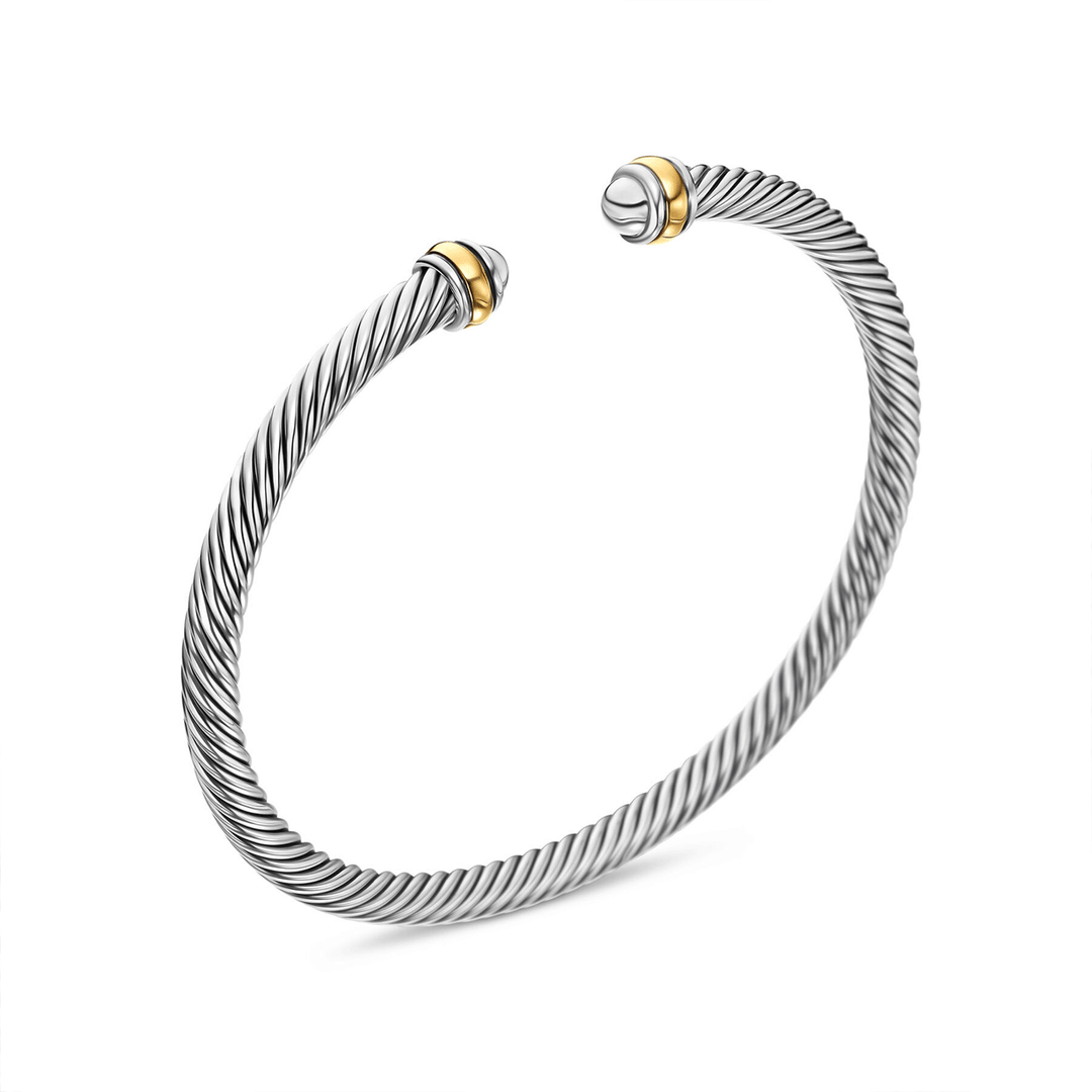 David Yurman Classic Cable Bracelet Sterling Silver with 18k Yellow Gold, 4mm
