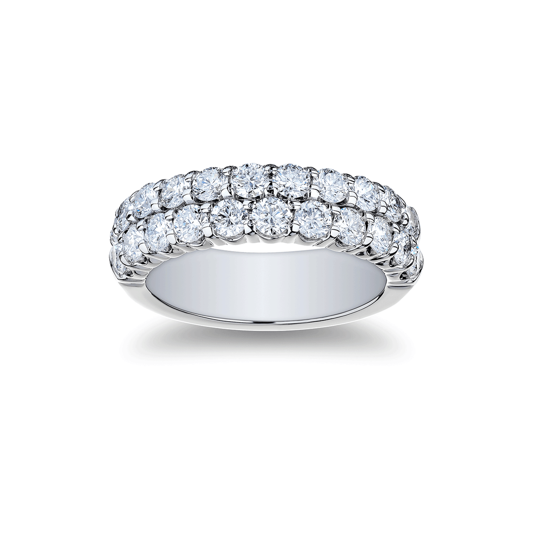 18k White Gold and 1.98 Total Weight Diamond Double Row Band