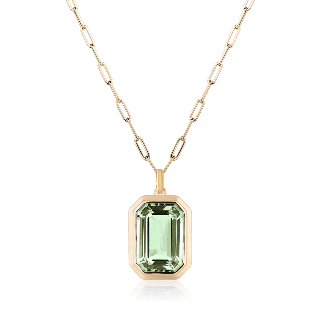 Goshwara Manhattan 18k Yellow Gold and Prasiolite Bezel Pendant