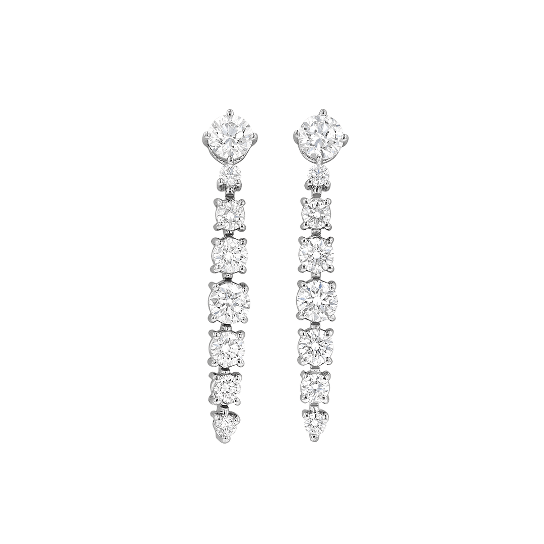 18k Gold 1.46 Total Weight Graduated Diamond Earrings