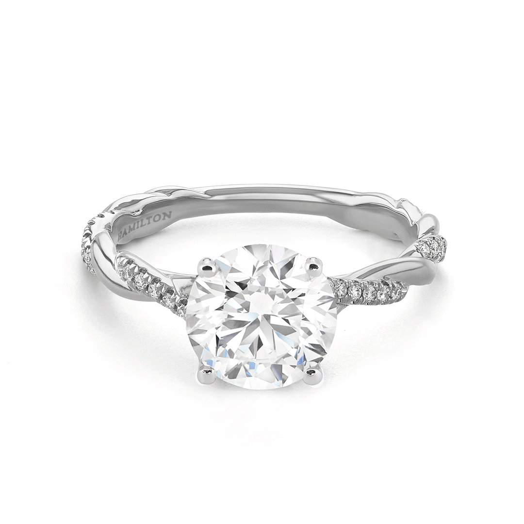 Platinum and 1.51 Total Weight Round Diamond Half Twist Engagement Ring