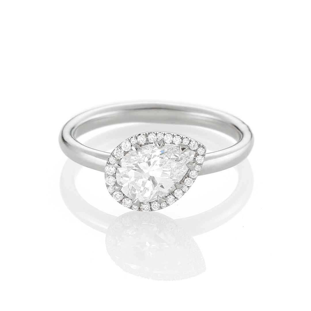 Lisette 18k White Gold and Pear Shape Diamond Ring