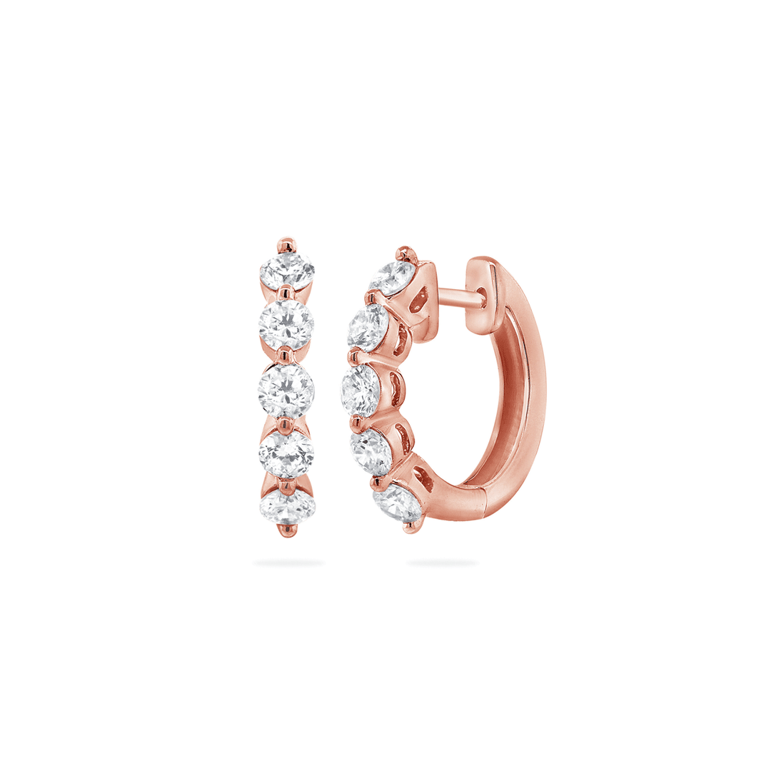 14k Rose Gold and .70 Total Weight Diamond Hoops