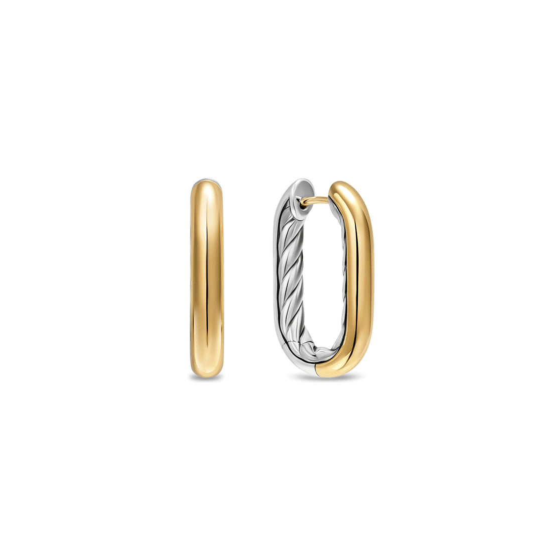 David Yurman DY Madison® Smooth Hoop Earrings Sterling Silver with 14K Yellow Gold, 24.3mm