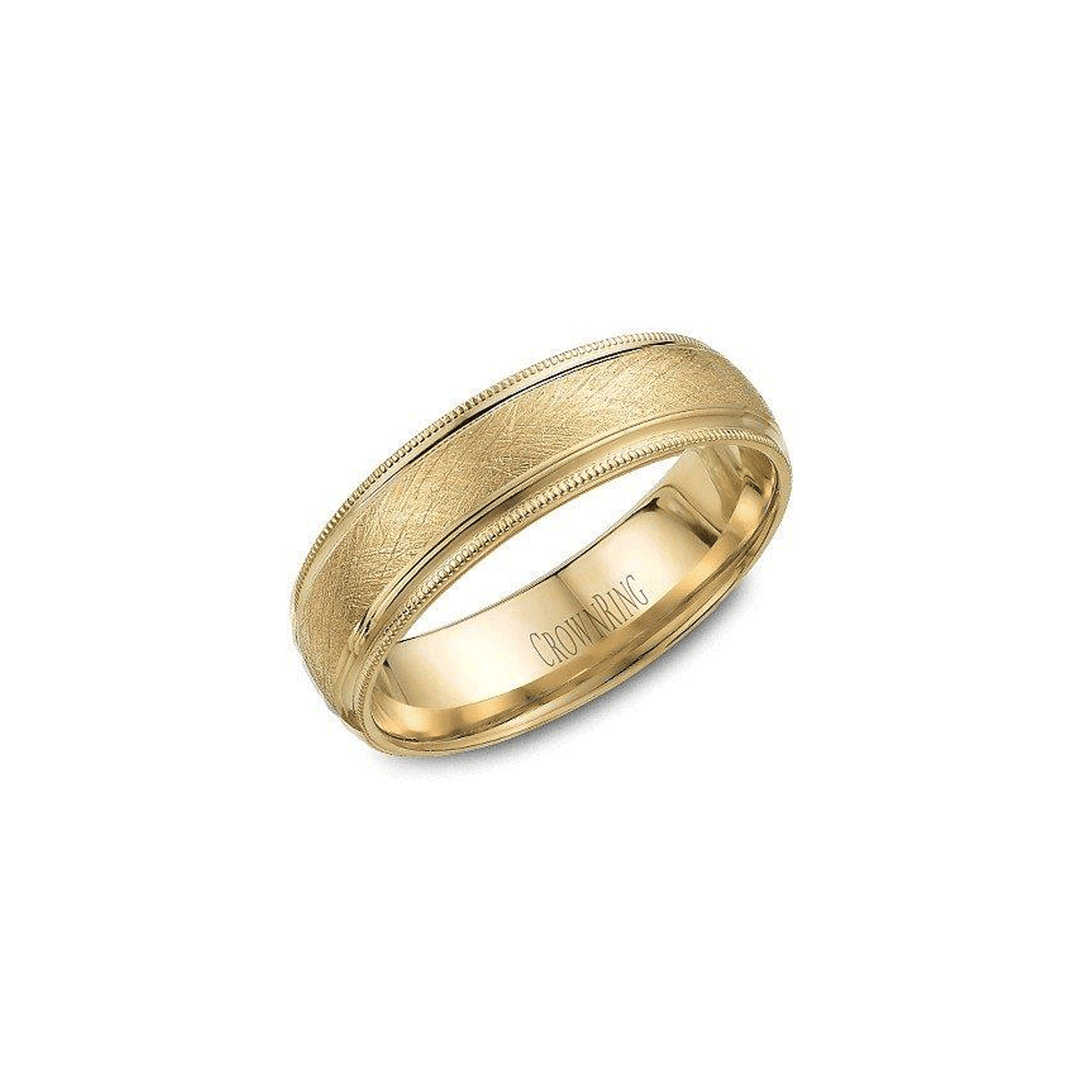 18k Yellow Gold Textured Wedding Band