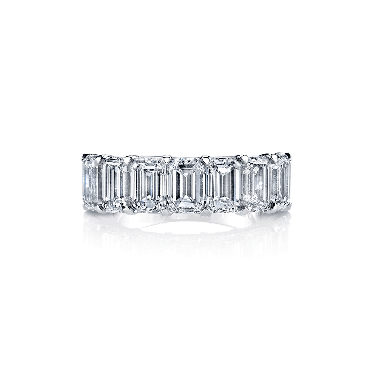 18k White Gold and Emerald Cut Diamond 2.92 Total Weight Band