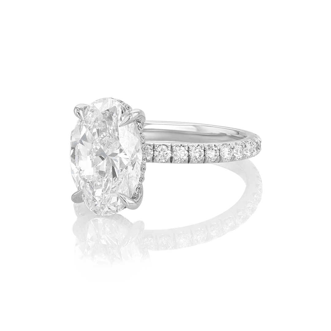 Hamilton Silhouette Collection 18k White Gold and 3.52 Total Weight Oval Diamond Engagement Ring