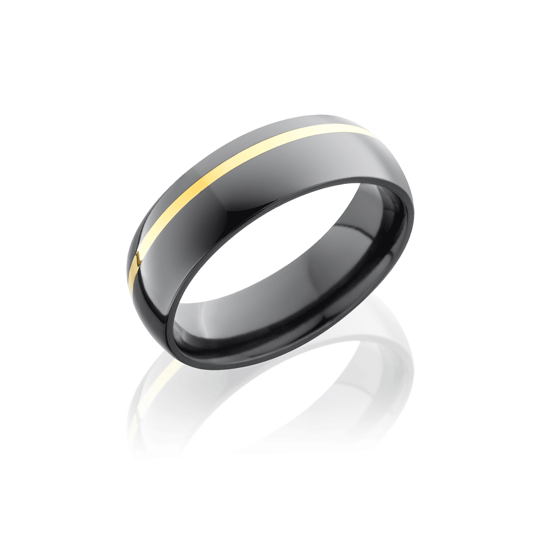 Zirconium and 14k Rose Gold 8mm Wedding Band