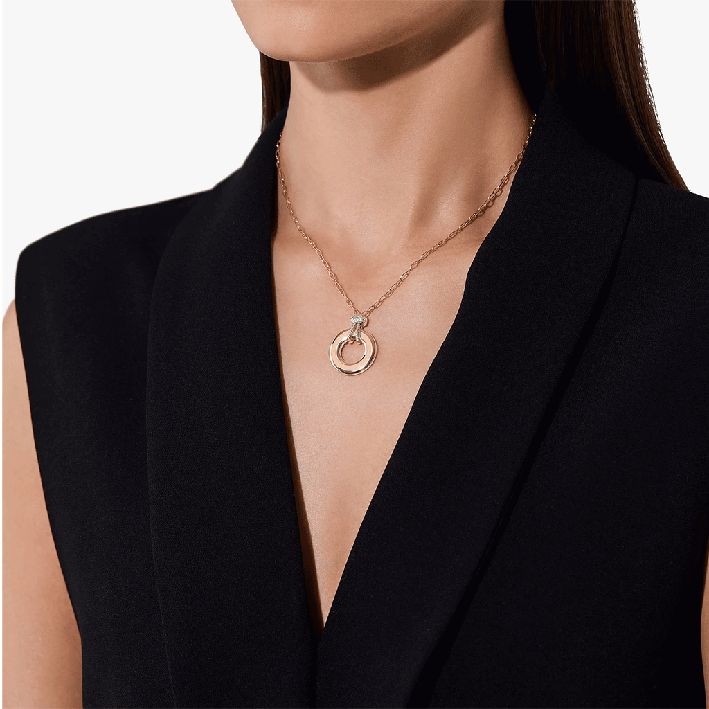 Pomellato Iconica 18k Rose Gold White Gold and 0.20 Total Weight Diamond Pendant