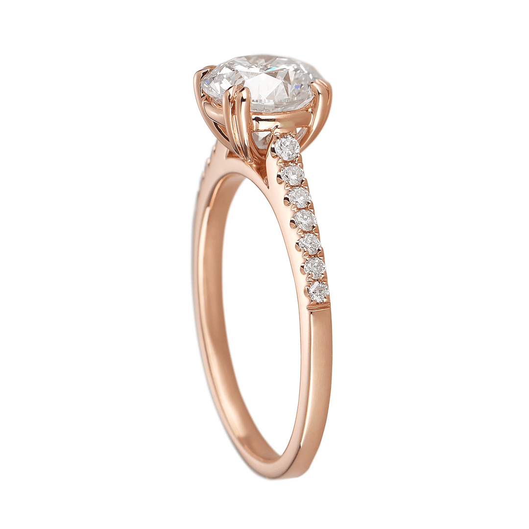 Hamilton Cherish 18k Rose Gold and Diamond Milgrain Engagement Ring
