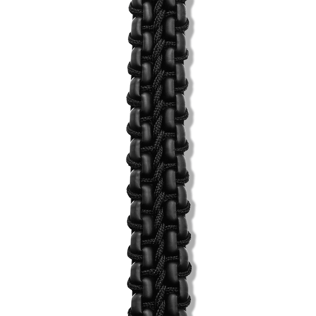David Yurman Woven Box Chain Bracelet Sterling Silver with Black Stainless Steel and Black Nylon, 10mm