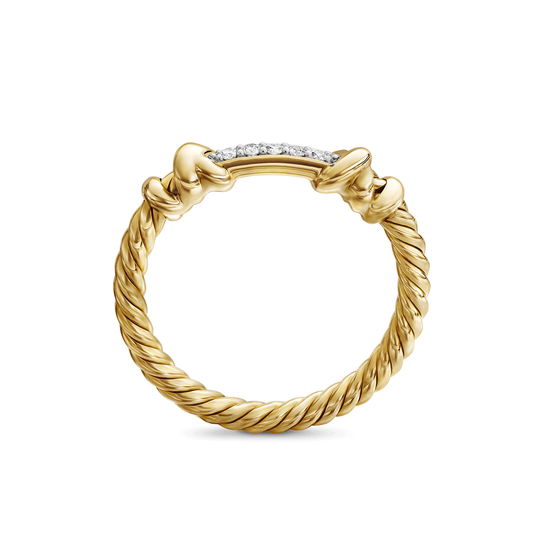 David Yurman Petite Helena Wrap Ring in 18k Yellow Gold with Diamonds,SZ6