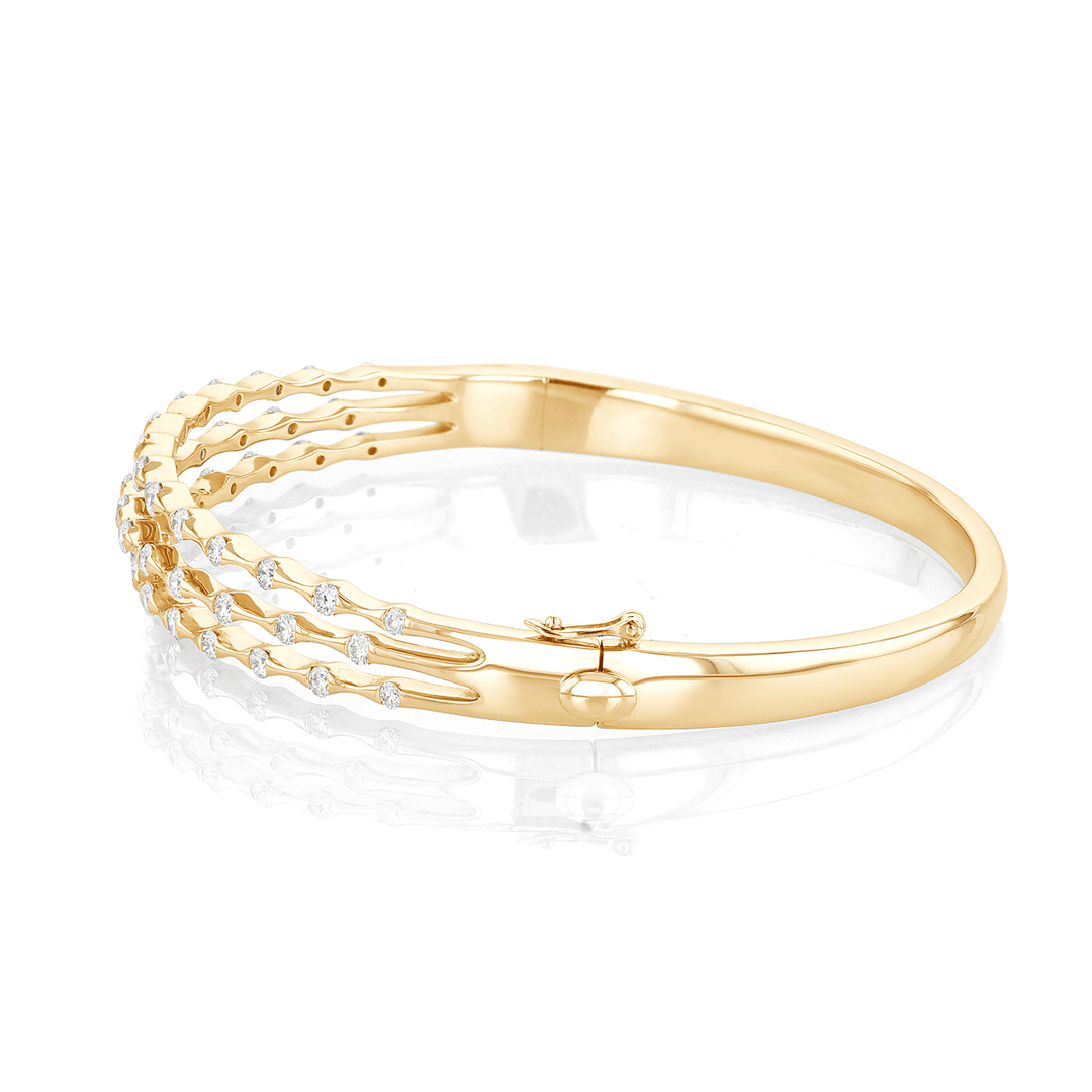 Hamilton Wave Collection 18k Yellow Gold Three Row Diamond Bracelet