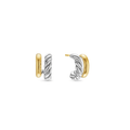David Yurman Mercer Double Hoop Huggie Earrings Sterling Silver with 18k Yellow Gold, 13.5mm