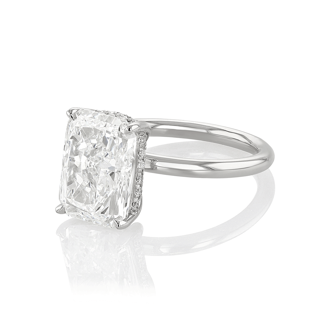 Hamilton Silhouette Platinum and Radiant Cut Diamond 5.02 Total Weight Engagement Ring