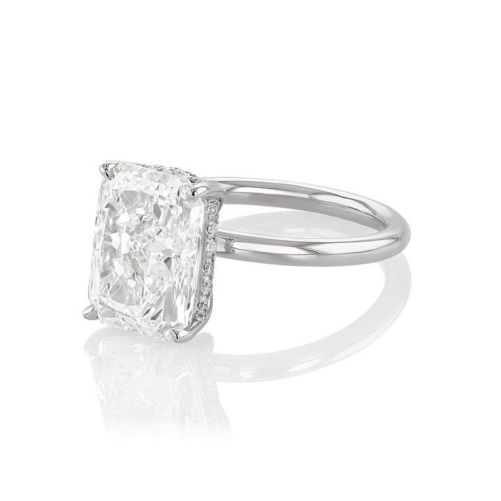 Hamilton Silhouette Platinum and Radiant Cut Diamond 5.02 Total Weight Engagement Ring