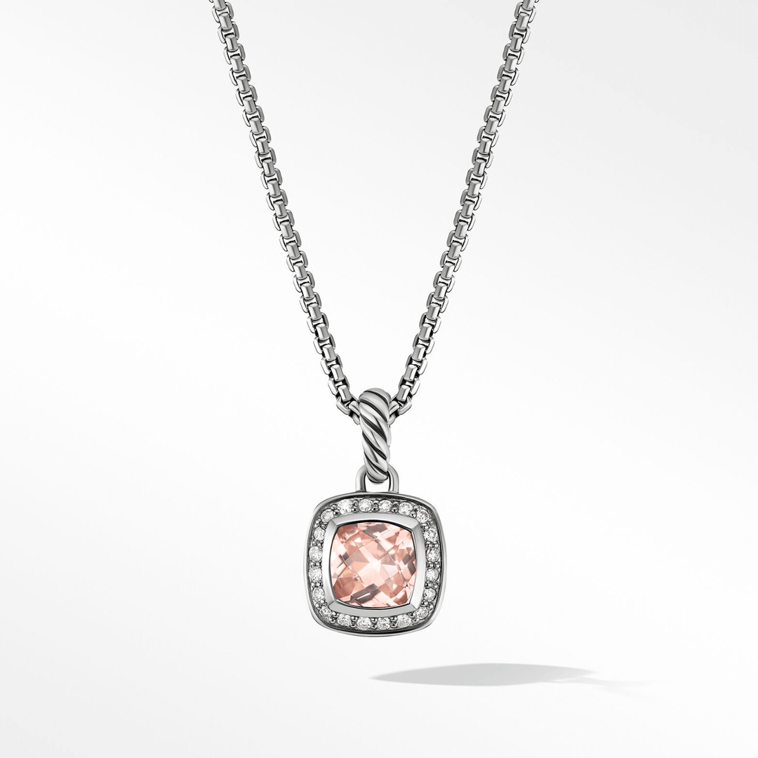 David Yurman Petite Albion Pendant Necklace with Morganite and Pavé Diamonds