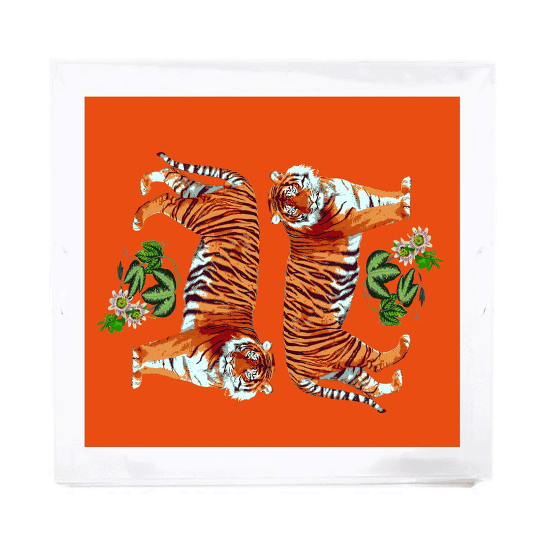 Tiger Seeing Double Orangerie Arcylic Tray