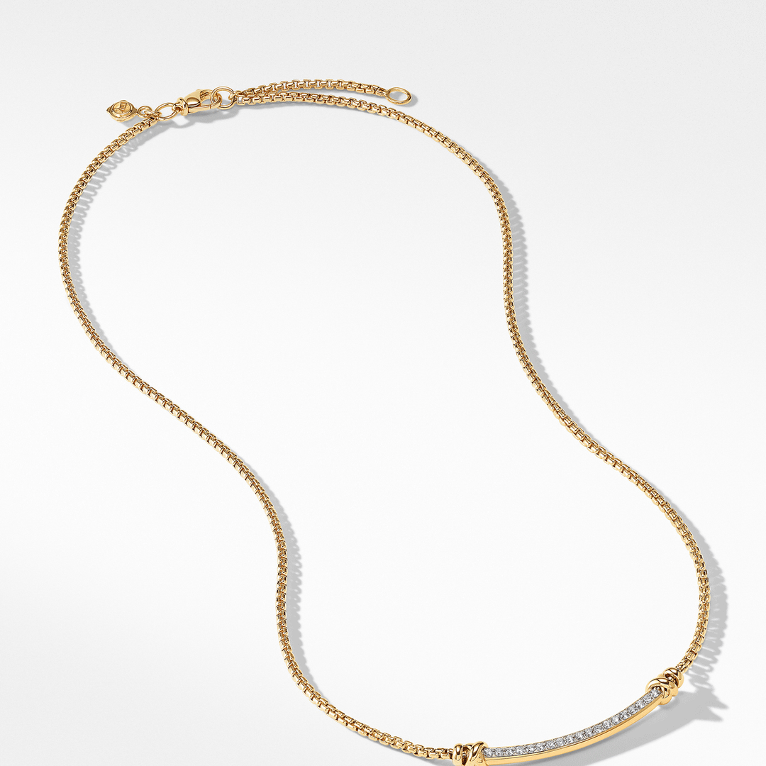 David Yurman Petite Helena Station Necklace in 18k Yellow Gold with Diamonds