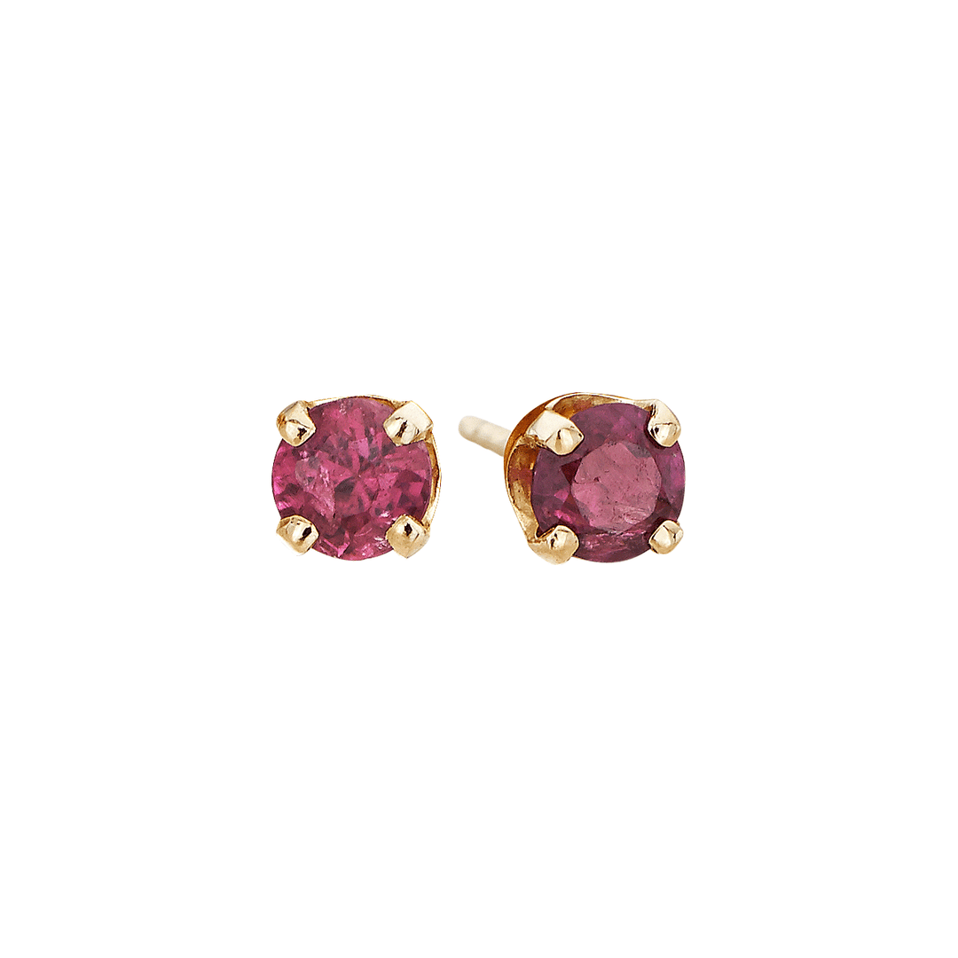 14k 3mm Ruby Birthstone July Stud Earrings