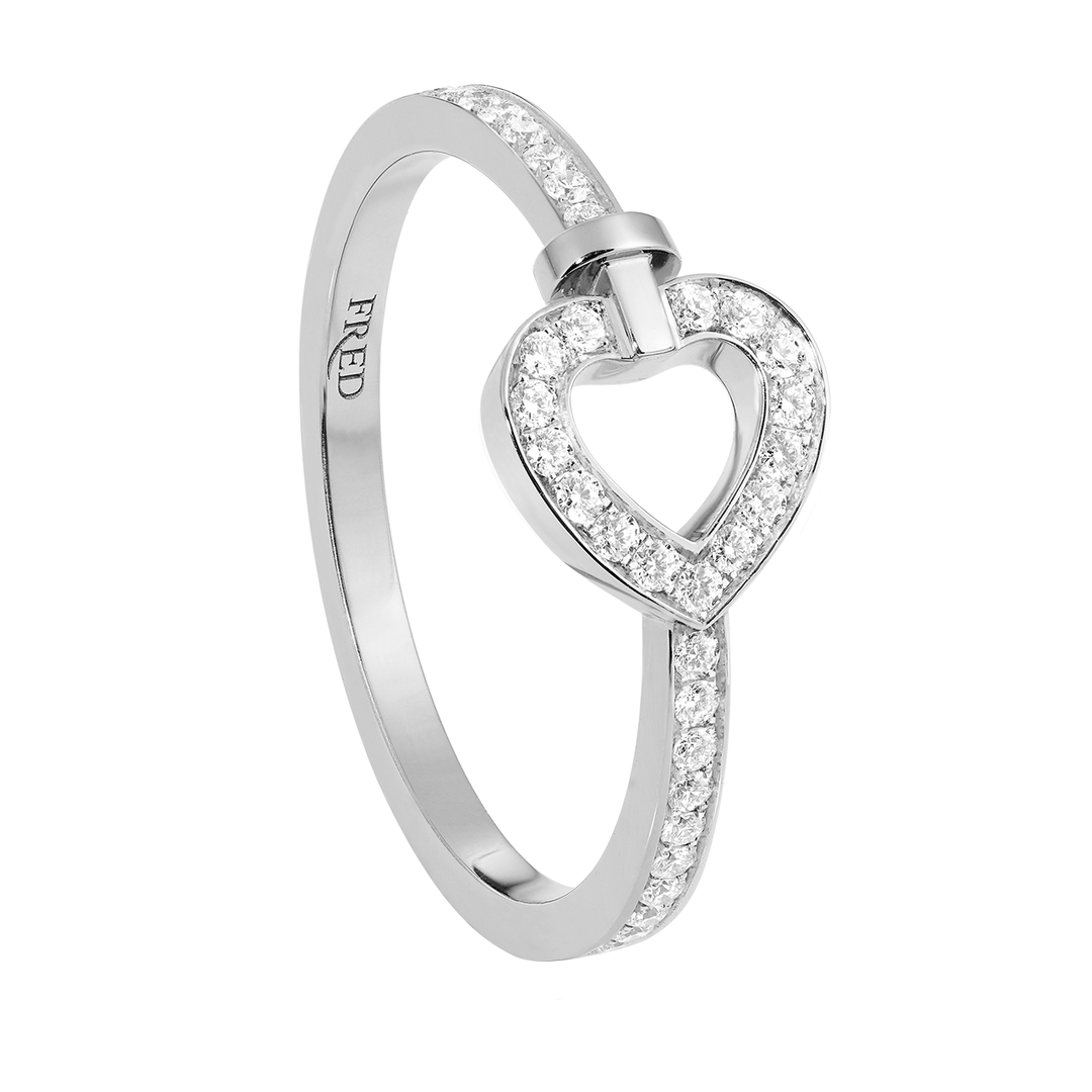 Fred Pretty Woman 18k White Gold and Pave Diamond Mini Heart Ring, Exclusively at Hamilton Jewelers