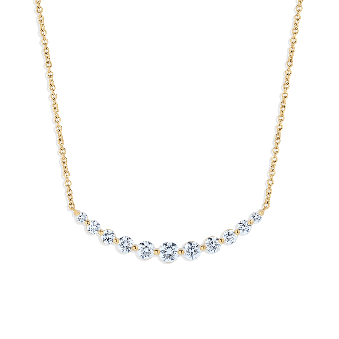 18k Yellow Gold Graduated Diamond 1.00 Total Weight Necklace