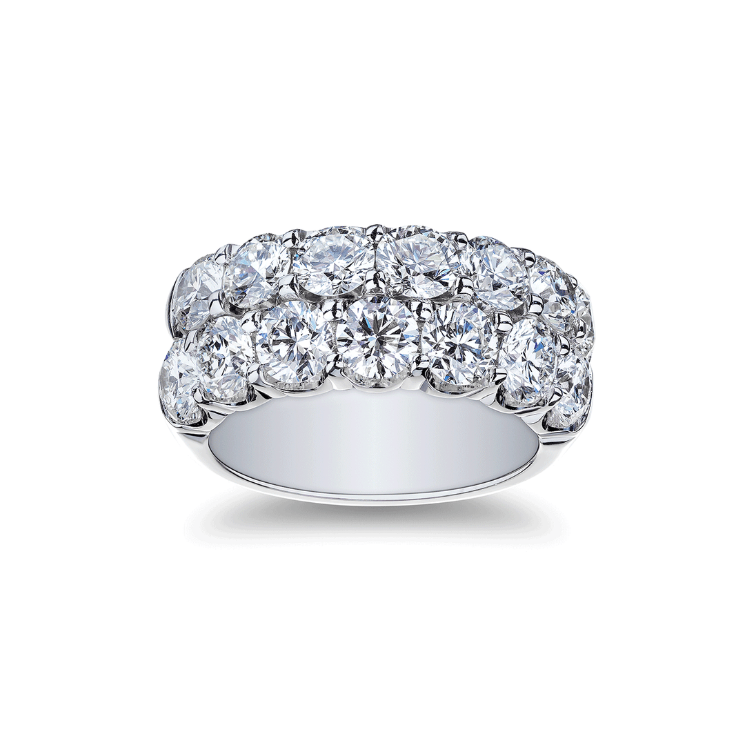 18k White Gold and 4.90 Total Weight Diamond Double Row Wide Band