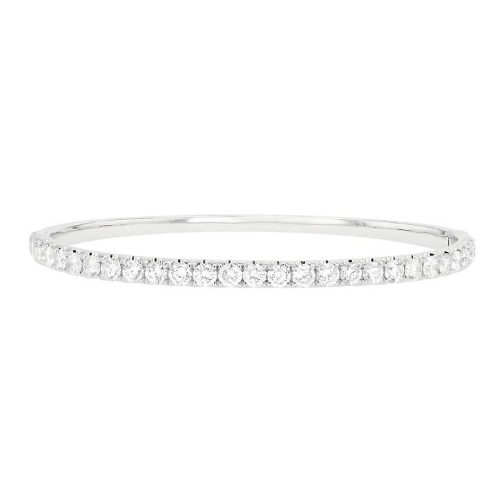 Classic 18k White Gold and 3.00 Total Weight Diamond Bangle Bracelet