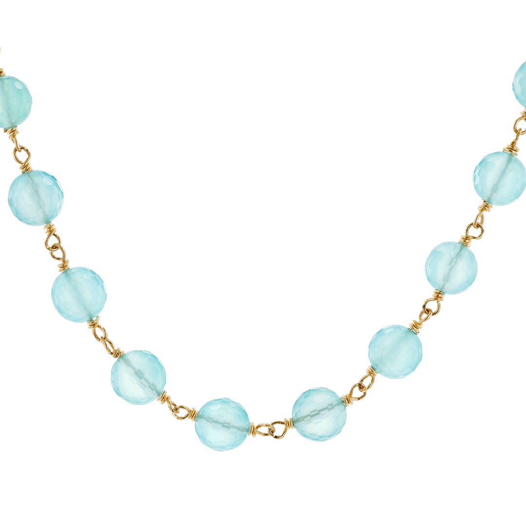 14k Yellow Gold and Chalcedony Bead Necklace