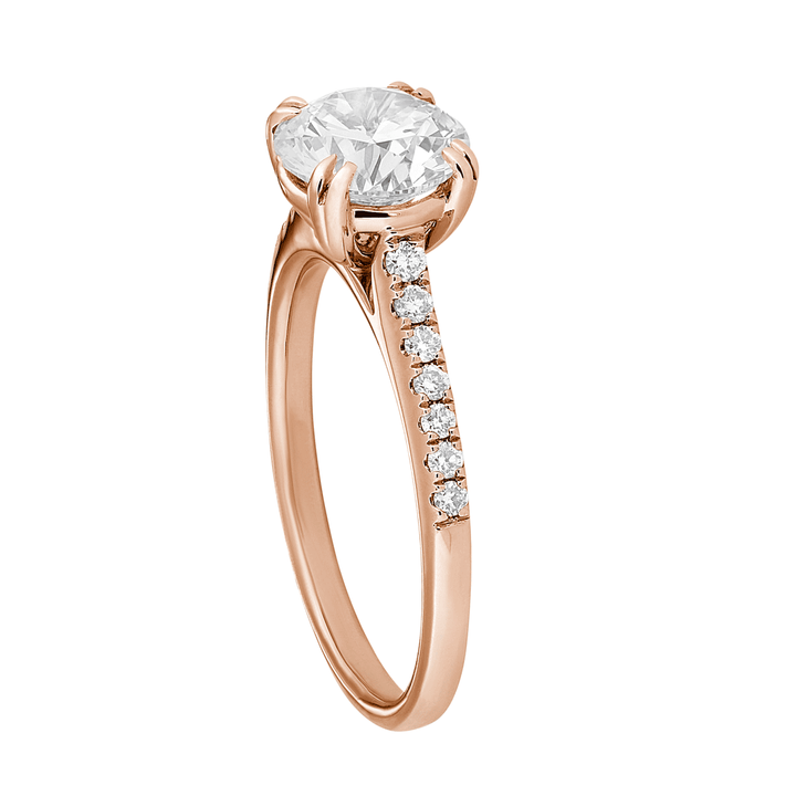 Hamilton Cherish Micro Prong 18k Rose Gold and Diamond Engagement Ring
