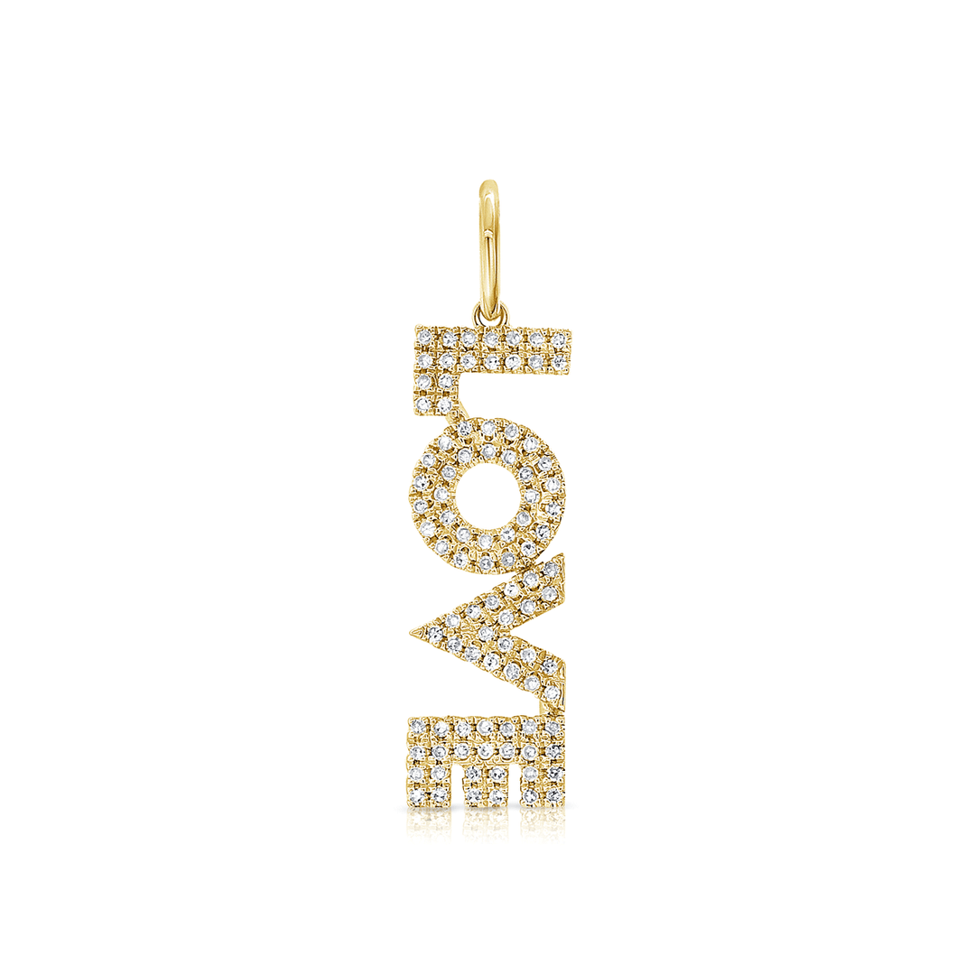 14k Yellow Gold and .27 Total Weight Diamond Love Charm