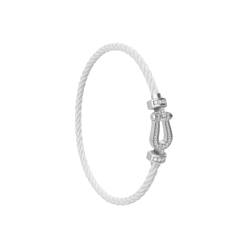 FRED White Cord Bracelet with 18k White Diamond MD Buckle, Exclusively at Hamilton Jewelers