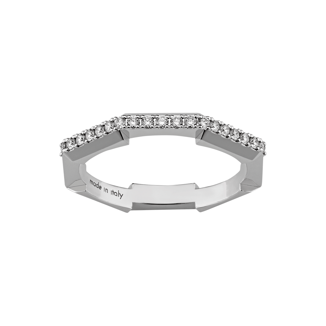 Gucci Link to Love 18k White Gold Diamond Ring
