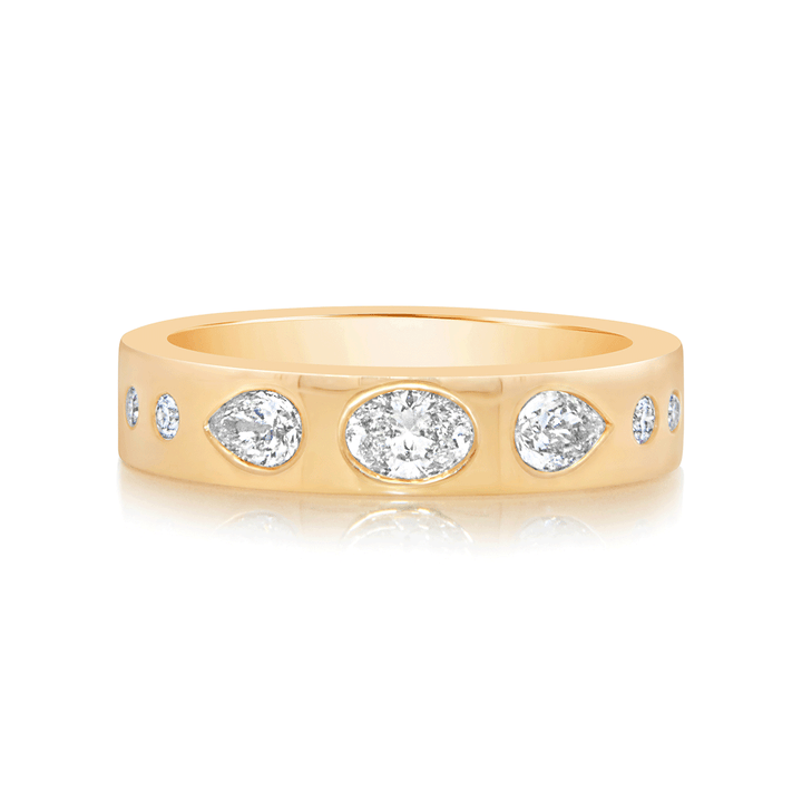 18k Yellow Gold and .57 Total Weight Multi Shape Diamond Band