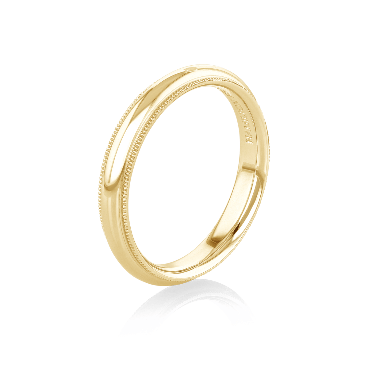 Hamilton Collection 18k Yellow Recycled Gold 4mm Milgrain Comfort Fit Wedding Band