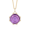 Goshwara Gossip 18k Yellow Gold and 24.85 Total Weight Amethyst Diamond Pendant