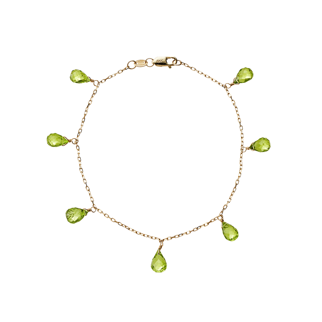 Calypso 14k Gold Peridot Drop Bracelet
