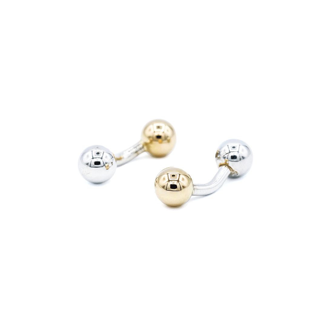 Sterling Silver and 14k Gold Ball Cufflinks