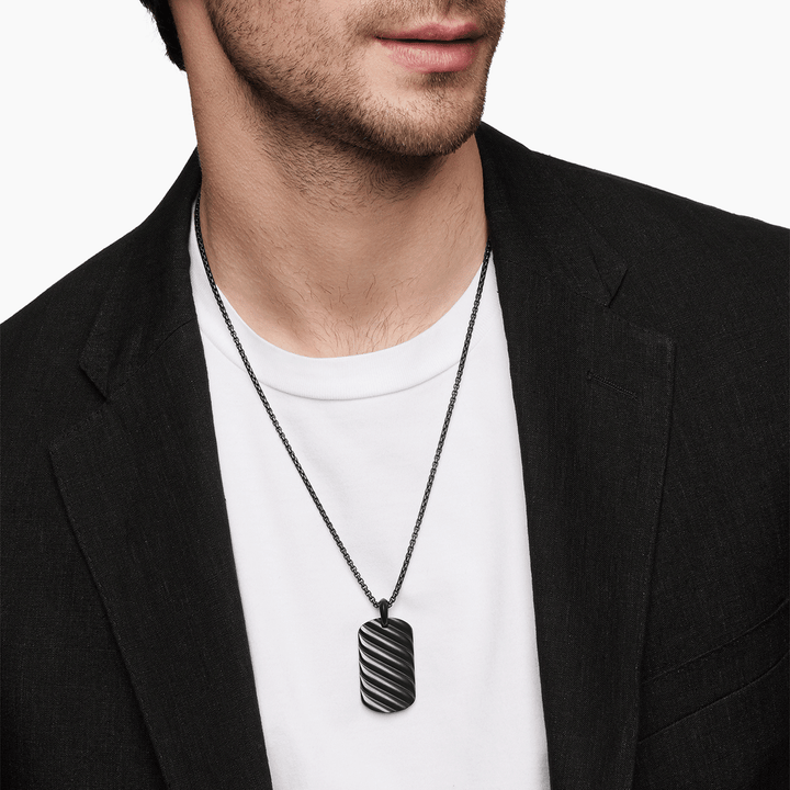 David Yurman Sculpted Cable Tag Black Titanium, 42mm