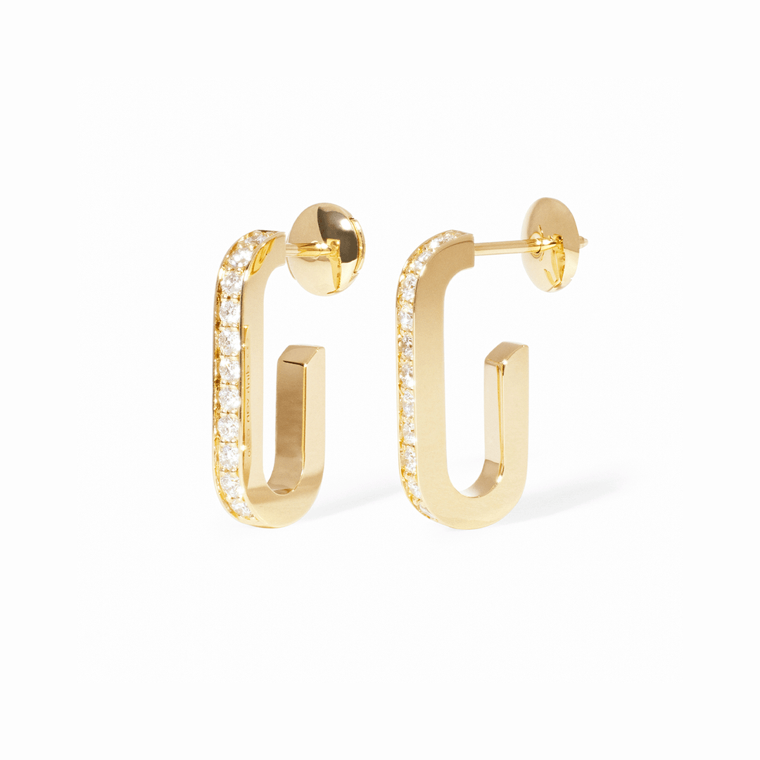 Dinh Van Maillon 18k Yellow Gold and Diamond Earrings