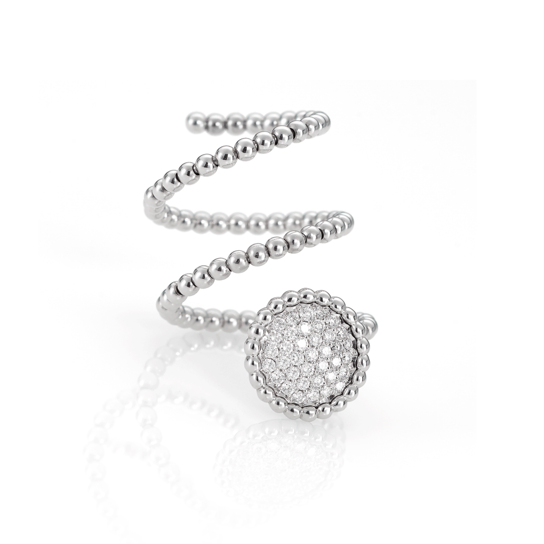 Hamilton 1970's Collection 18k White Gold and 0.41 Total Weight Diamond Wrap Ring