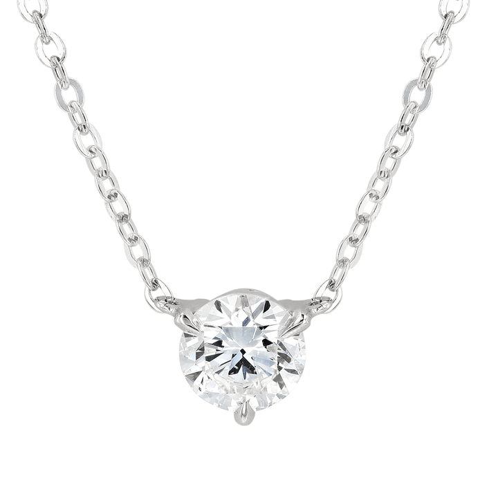 18k White Gold and .99 Total Weight Diamond Solitaire Pendant