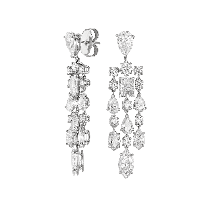 Platinum and Diamond 11.78 Total Weight Natural Diamond Chandelier Earrings