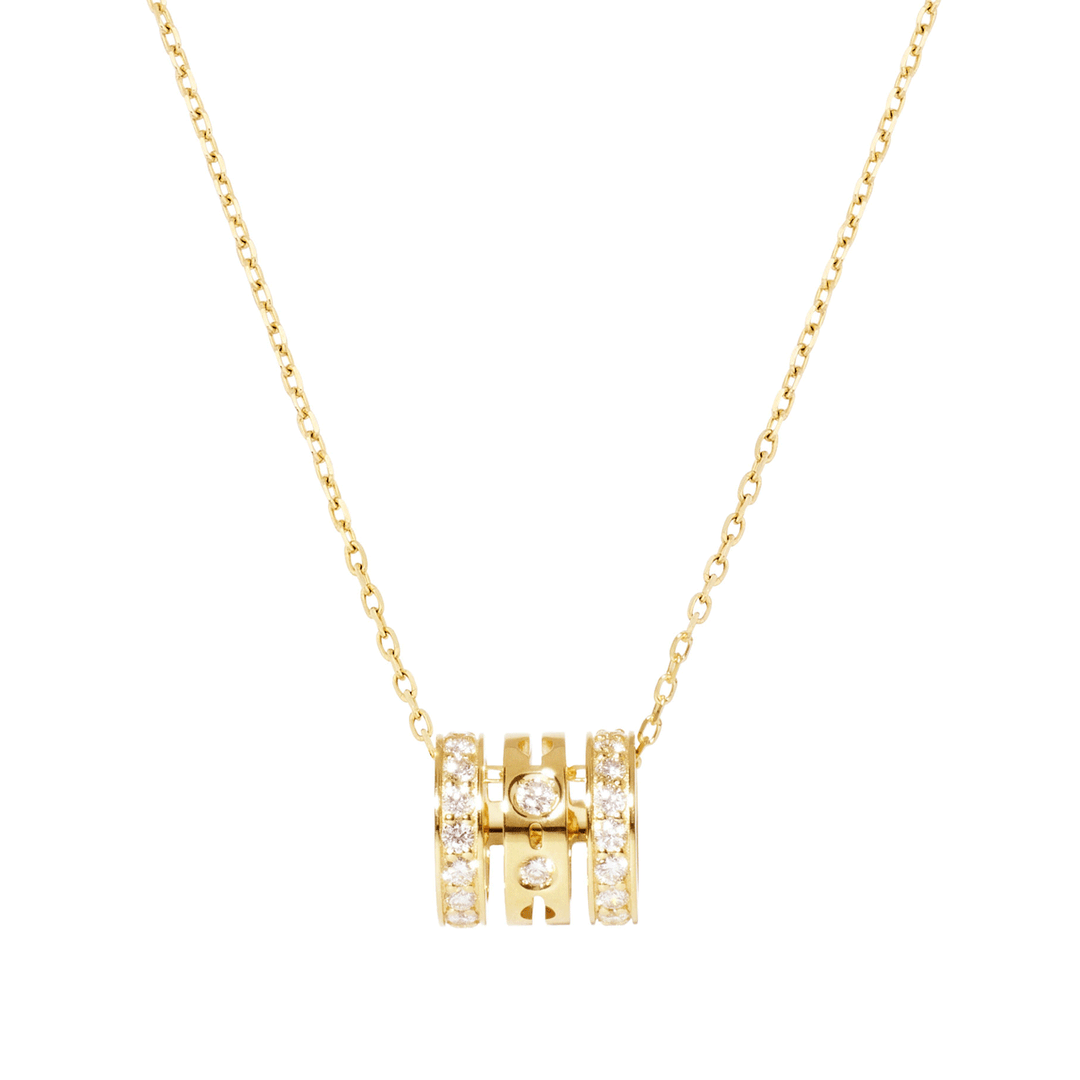 Dinh Van 18k Pulse Pave Diamond .62 Total Weight 3 Row Pendant