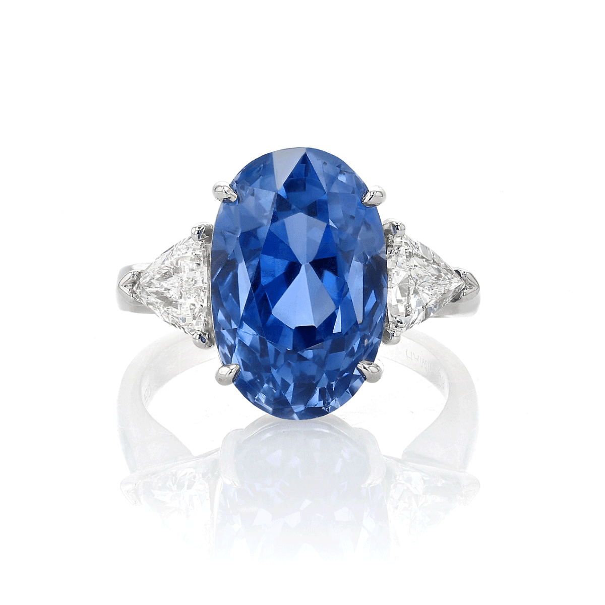 Platinum Oval Sapphire 12.99 Total Weight and Diamond Ring